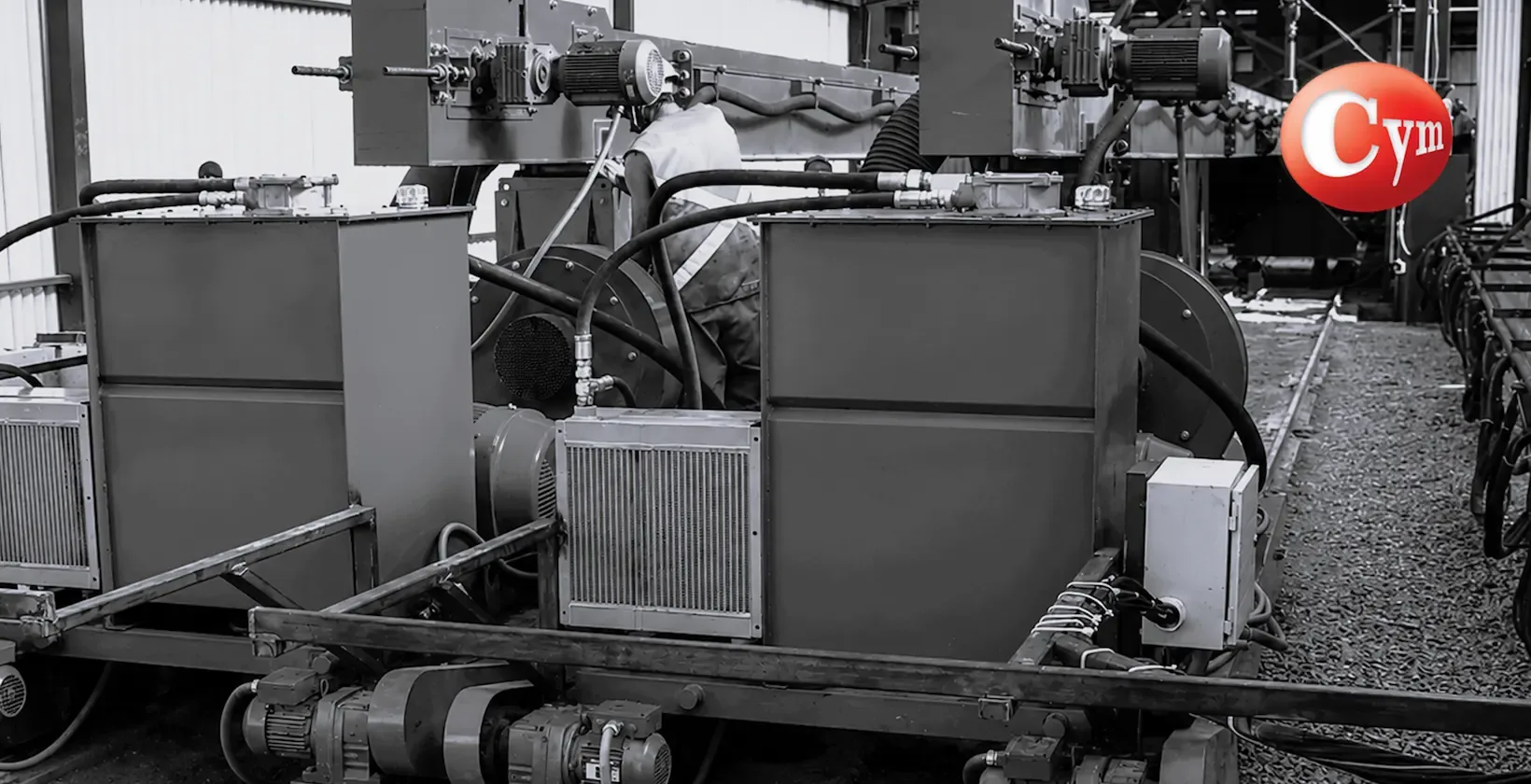 Metalcym central hidráulica carro lança turbina jateamento interno tubos deslocamento axial rotação turbina trilhos