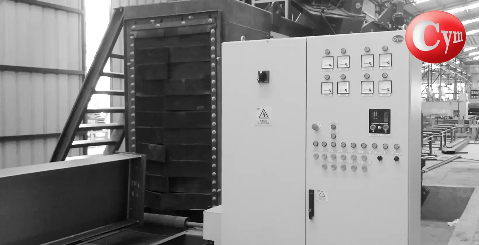 Granalhadora CYM EST-ROD 8x17 – painel de controle e comando centralizado para operação de turbinas e transportador
