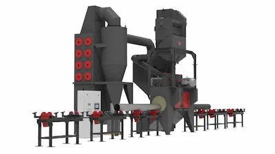Jateamento de tubos por turbina